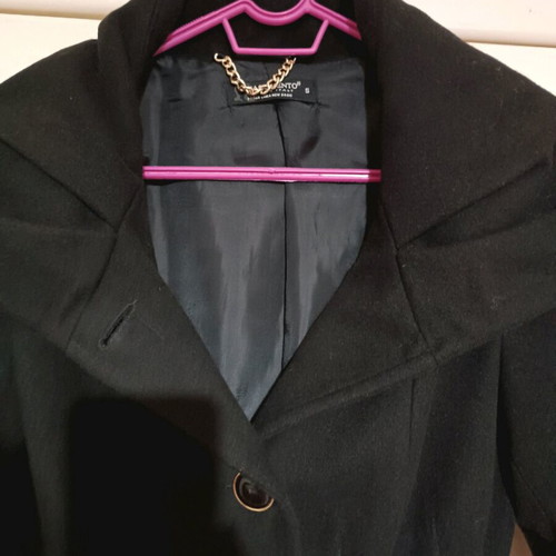 Rinascimento coat like new, black with gold buttons and balloon hem