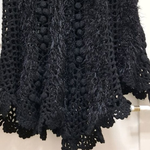 Knitted cardigan with hood and buttons size M like new, black