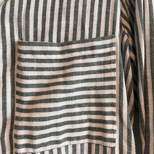Striped Long Shirt Dress size L like new, white and dark green