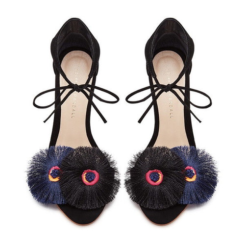 Loeffler Randall Virginia Ankle Tie Sandals black suede like new
