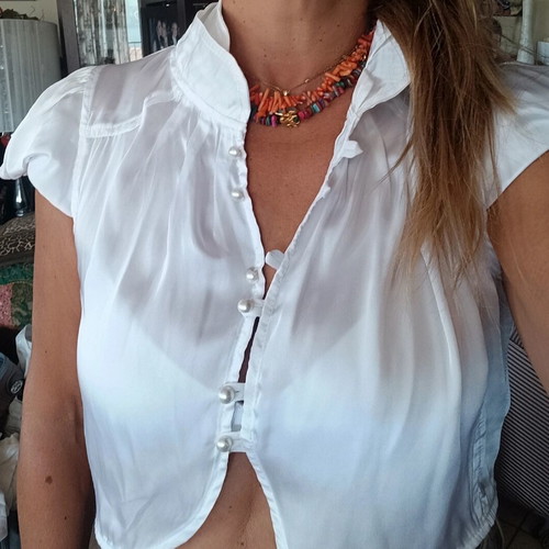 Raxevsky white crop top blouse size M like new