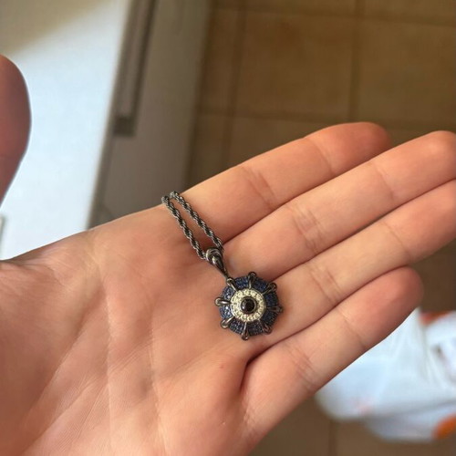 Apporo Evil Eye Necklace used with cz stones and black gold plating