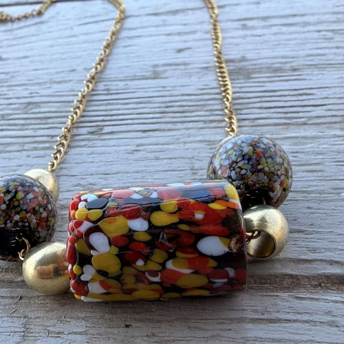 Ethnic boho necklace like new, multicolor