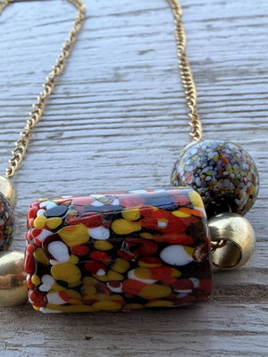 Ethnic boho necklace like new, multicolor
