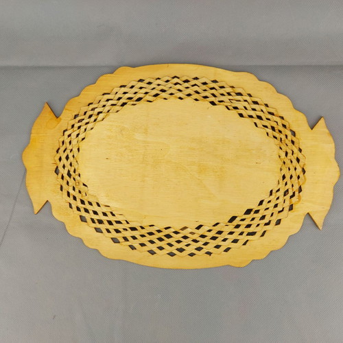 Old beautiful wooden fruit plate used