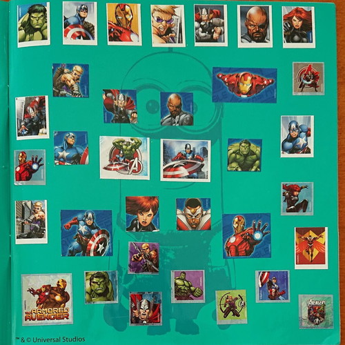 Minions sticker album used, half completed by GIM S.A.