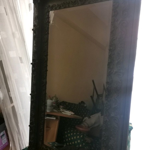 Antique mirror used with carved frame and bijou glass