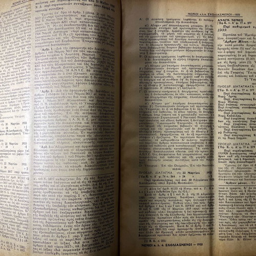 Volume 'Year 1932 Laws, Decrees, Ministerial Decisions' used