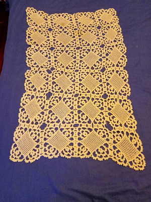 Handmade crochet doily vintage used, 82×50cm