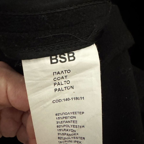 BSB coat with belt and hood like new, black