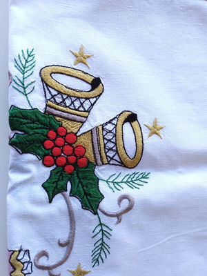 CHRISTMAS TABLECLOTH WITH BELLS