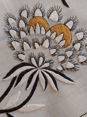 Vintage 1950s embroidery used, Art Nouveau style