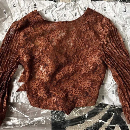 BSB lace pleated terracotta pants and lace crop top set