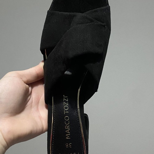 Marco Tozzi mules new, suede, size 38, black