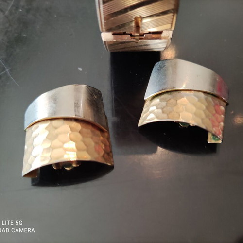 Gold-plated bracelet with hallmark and earrings like new, set