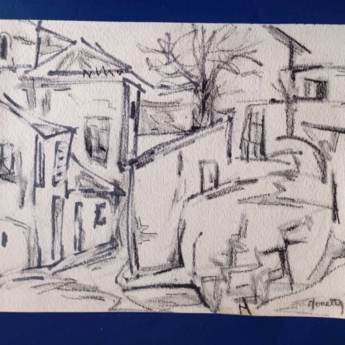 Charcoal drawing used on paper 25x16.5 cm