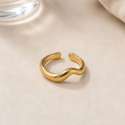 Gold Wave Ring new, minimal statement design
