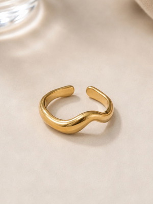 Gold Wave Ring new, minimal statement design