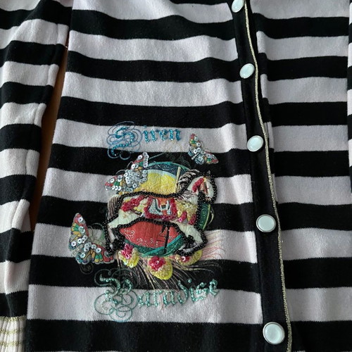 Knitted cardigan used with embroidery on back, size S, black