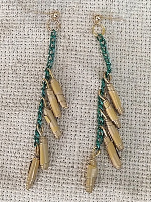 Σκουλαρίκια μακριά με κίτρινες χάντρες χειροποίητα από αλουμίνιο