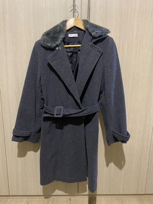 Children's gray wool coat with belt used