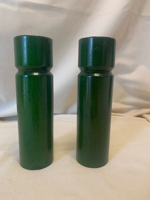 Wooden salt and pepper pots vintage used, height 8 cm