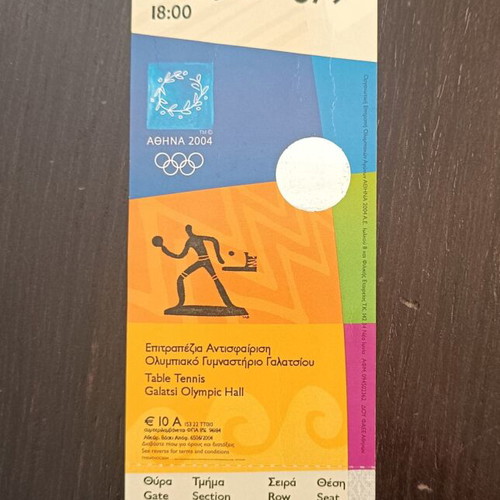 Athens 2004 Olympic Games Table Tennis Ticket new