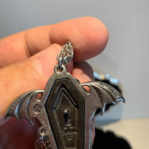 Alchemy Gothic Coffin Pendant 2022 like new, pewter and leather