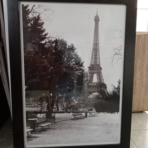 Black and white Paris poster with frame