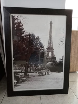 Black and white Paris poster with frame