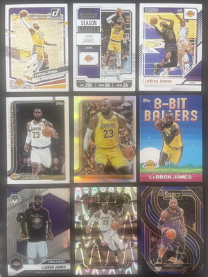 LeBron James Lot of 9 Cards Near Mint, LA Lakers