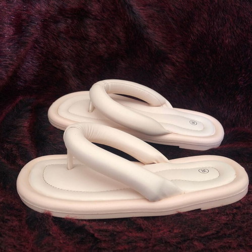 Women's flip flops size 36 like new, pink nude flatform