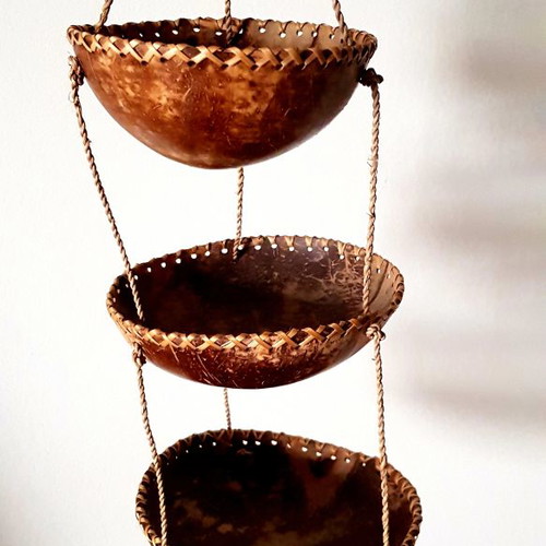 Decorative handmade coconut item used, 3 tiers
