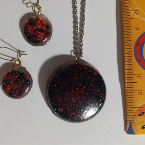 Set of 4 handmade jewelry sets with heart and square shapes, multicolor