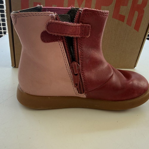 Camper leather ankle boots size 26 used, red with zipper