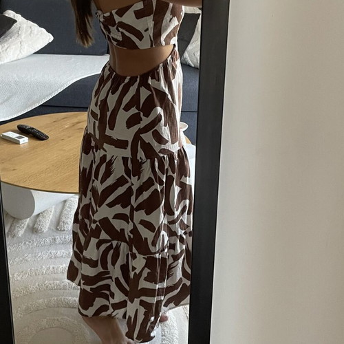 Stradivarius dress size S, white and brown