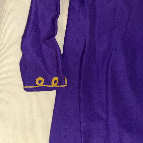 Vintage purple maxi dress 60s/70s with handmade embroidery, custom made