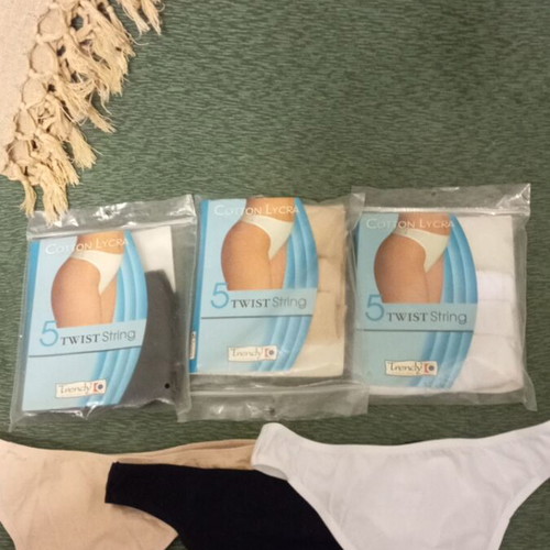 Twist string pack of 12, 4 black, 4 beige, 4 white, new