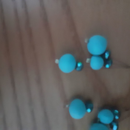 Dangling earrings with blue beads handmade new