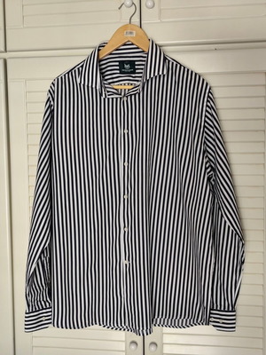 The Bostonians men's long-sleeve striped shirt XXL like new black and white