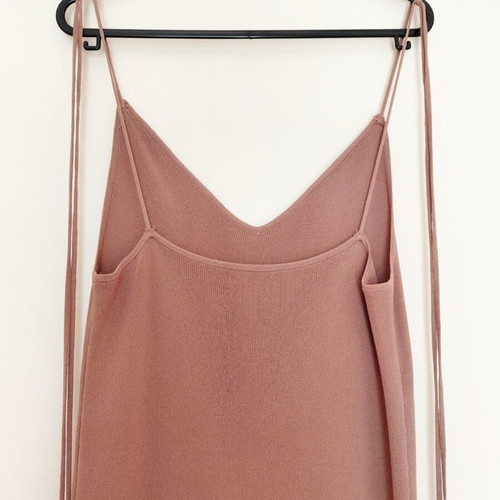 Zara maxi dress S, dusty mauve brown pink, knit with sheer hem