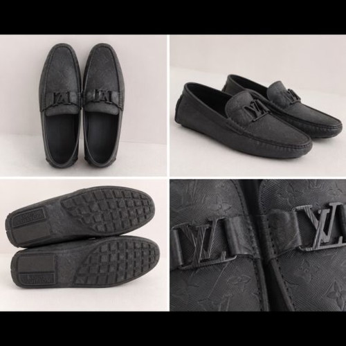 Louis Vuitton loafers size 42, black leather with monogram