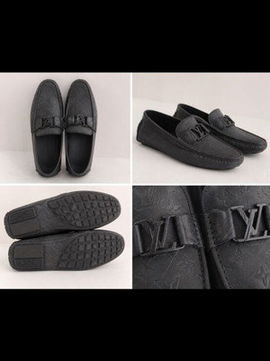 Louis Vuitton loafers size 42, black leather with monogram