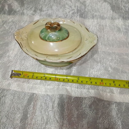Bavarian porcelain fondue pot used, antique decorative piece