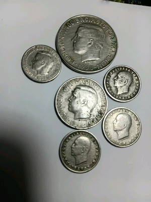 Coins of the Kingdom of Greece used, set of 6 pieces