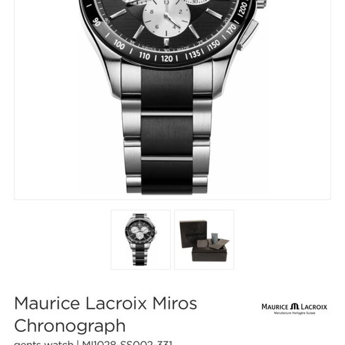 Maurice Lacroix men's watch like new, black and silver bracelet