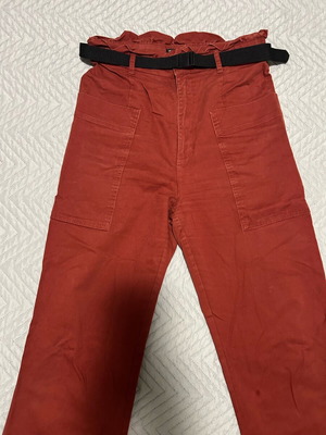 Zara high-waisted brick red pants with belt like new, size M