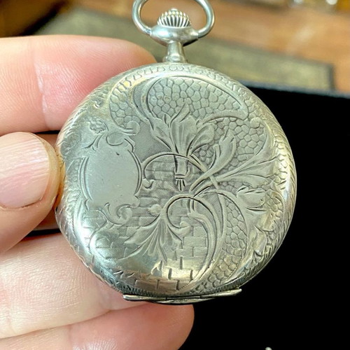 Silver pocket watch used, 50mm diameter, from 1900