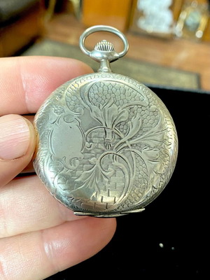 Silver pocket watch used, 50mm diameter, from 1900