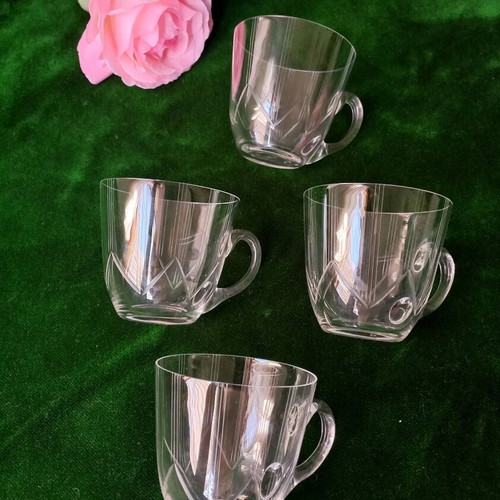 Set of 4 old glass punch cups used for coffee or punch